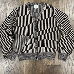 YAL black and brown striped cardigan sweater size small